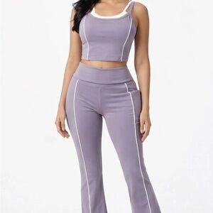 OTOS Fitness Set Sports Bra Leggings Flared High Support Padded Purple Various